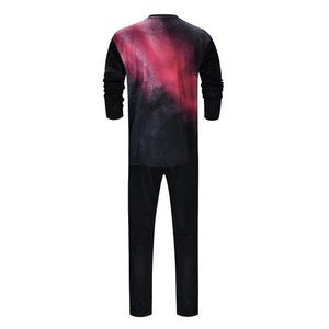 French Terry Sports Plus Size <b>Men's</b> Sweat <b>Shirt</b> and Jogger Set Gym Plain <b>Fleece</b> Winter Jogging Crewneck Tracksuits Set - Product Image 3