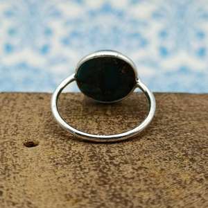 ชุดเทอร์ควอยซ์โมแฮร์สีฟ้า925แหวนหินขนาดเล็กแบบเรียบง่ายของขวัญทำมืออย่างดีสำหรับสาวๆงานแต่งงาน - Product Image 4