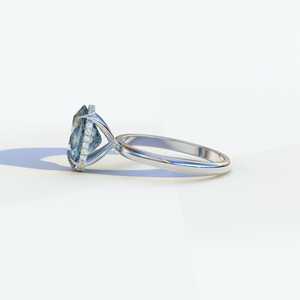 Último anillo de diamante de moissanita de corte ovalado azul vivo de oro sólido de 14K, anillo de boda de Halo oculto de diamante de moissanita para novia - Product Image 3