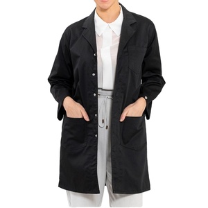 Batas médicas desechables para mujer, bata larga de Color negro, batas de laboratorio para médicos, abrigos impermeables dentales clínicos transpirables, novedad - Product Image 1