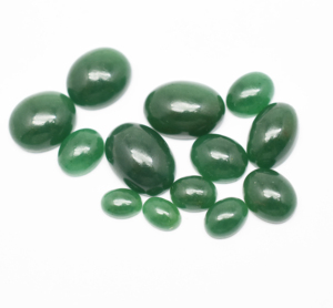 Cabujones de piedras preciosas calibradas ovaladas de Jade verde natural Parte posterior plana 5X3mm a 30X20mm Tamaños Cristal de Jade verde - Product Image 3