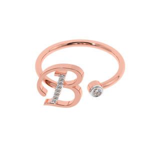 Custom 14K/18K Gold Diamond Initial Ring Personalized B Letter <b>Name</b> Ring Dainty Initial Ring <b>Gift</b> for Her - Product Image 6