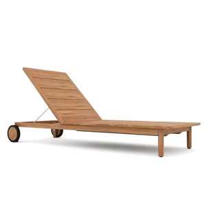 Chaise longue en teck avec roulettes pour extérieur - Product Image 2