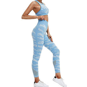 Usine en gros Sexy fines bretelles torsion avant soutien-gorge de sport taille haute pêche hanche sans couture Shorts Leggings entraînement Fitness Yoga ensemble - Product Image 6