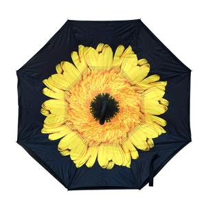 Parqué <span class=keywords><strong>de</strong></span> flor <span class=keywords><strong>de</strong></span> crisantemo amarillo <span class=keywords><strong>de</strong></span> doble capa <span class=keywords><strong>de</strong></span> 23 pulgadas, paraguas a prueba <span class=keywords><strong>de</strong></span> viento plegable inverso, Mango en forma <span class=keywords><strong>de</strong></span> C, viaje en la <span class=keywords><strong>playa</strong></span> - Product Image 3