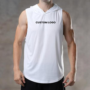 Débardeur à capuche pour homme, logo personnalisé, course à pied, sans manches, sweat-shirts unis, meilleur matériau en blanc, sweat-shirt pour homme - Product Image 6