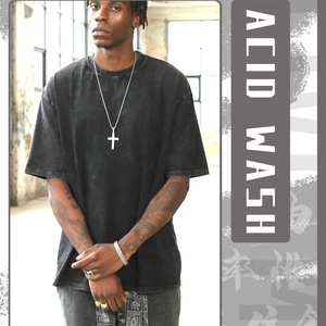 New Custom Wholesale Acid Wash Jersey T-<b>Shirts</b> Summer Casual Streetwear Hip Hop Stone Logo Customize Oversized Vintage 100% - Product Image 5