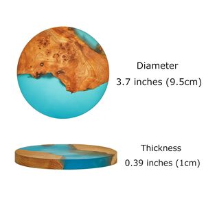 Wooden Coaster Set of 4 with <b>Epoxy</b> Resin Bar Coaster for Drinks Modern Coasters for Bar Kitchen Home Apartment Housewarming Gift - Product Image 4