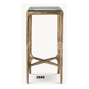 Mesa auxiliar de vidrio templado y metal sólido marrón martillado con acabado de latón, ideal para el hogar, la sala de estar y la Oficina - Product Image 1