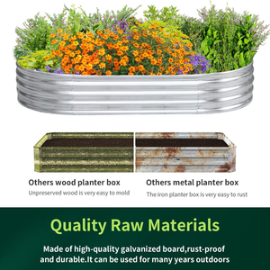 Maceta ovalada de cama de jardín elevada para exteriores de acero galvanizado moderno con función de decoración del hogar, macetas para macetas - Product Image 5