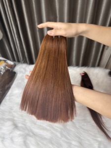 มัดผมมนุษย์แท้มัดย้อมสองชั้นสีน้ำตาล8-40นิ้วสไตล์เวียดนาม - Product Image 5