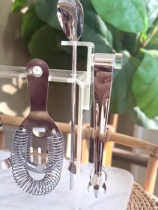 Moderno Juego de Herramientas de Bar Plateadas con Base de Acrílico para Servir en Fiestas, Bares Caseros, Clubes, Regalos, Ocasiones y Exhibición en Estantes, de la India - Product Image 4