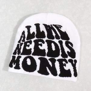 Unisex <b>Black</b> Acrylic Jacquard Beanie Hat Custom Letters Streetwear Style for Men and Women No Fold Tuque Beanie for Running - Product Image 6