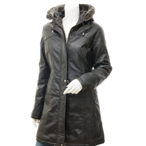 Stylish Women's PU Leather Jacket Fur Collar Hood Custom Design High Quality Different Colors for Autumn Jacket for Ladies - Product Image 1