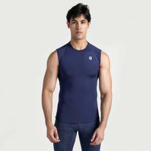 Men's Navy GA Compression Sleeveless Tank <b>Tops</b> - Product Image 1