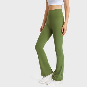Nouveau yoga pantalon à jambes larges pantalon évasé taille haute ascenseur hanche décontracté élastique fitness pantalon - Product Image 1