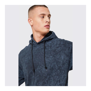 Pull à capuche lavé à l'acide pour hommes du fabricant professionnel 100% coton Logo personnalisé Impression numérique Cravate à capuche solide d'hiver - Product Image 6