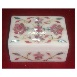 Nouveau design de boîte à bijoux en nacre incrustée de marbre blanc de forme rectangulaire avec couleur marron utilisée pour la décoration de la maison - Product Image 1