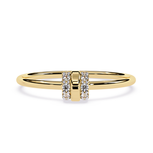 18K Yellow Gold Natural Diamond <b>Ring</b> Triple Barrel Band <b>Dainty</b> Round Diamond IGI Certified For Women Fine Jewelry wedding gift - Product Image 1