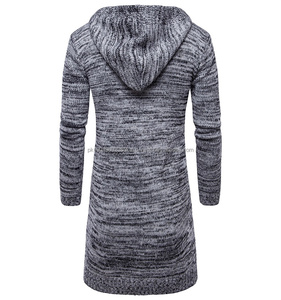 Suéter de Punto de Moda para Hombre, Estilo Nuevo, Venta al por Mayor, Manga Larga, Abrigo de Punto, Otoño Invierno, Cárdigan Largo con Capucha - Product Image 5