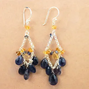 Women's 925 Silver Gemstone Chandelier Earrings <b>Fashion</b> <b>Jewelry</b> Gift - Product Image 1