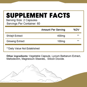 Capsules de Shilajit OEM/ODM 500mg, Shilajit Pur de l'Himalaya, 60 Capsules Riches en Acide Fulvique pour Améliorer l'Endurance, l'Énergie et la Puissance - Product Image 4