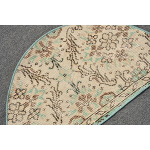 Alfombra de poliéster de lana turca Vintage 2,5X1,5 pies Beige marrón Patchwork área grande rectángulo diseño de pasillo látex hecho a mano para habitación - Product Image 5