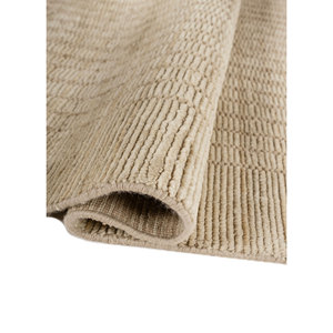 Alfombra de Lana Tejida a Mano Contour Gold, Estilo Bohemio y a Rayas, Rectangular Grande para Dormitorio o Sala de Estar, Hecha a Mano Hwl-439 - Product Image 2