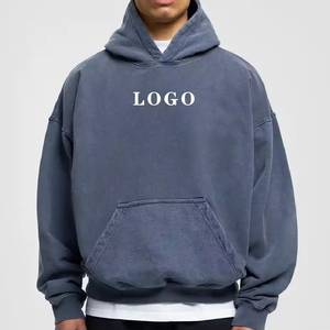 Trendy Oversized Acid Wash Hoodie For Men Vintage Wash Pullover Long Sleeve Sweatshirt Winter Drop Shoulder Hoody - Product Image 4