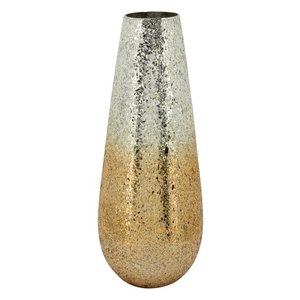 Vase de sol QAMAR en fer forgé, finition argent et or, design martelé moderne et luxueux, pour décoration de Noël, d'événements et de mariages - Product Image 1
