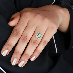 Piedra de apatita corte redondo Plata de Ley 925 banda minimalista mujer chica aniversario cumpleaños regalo - Product Image 5