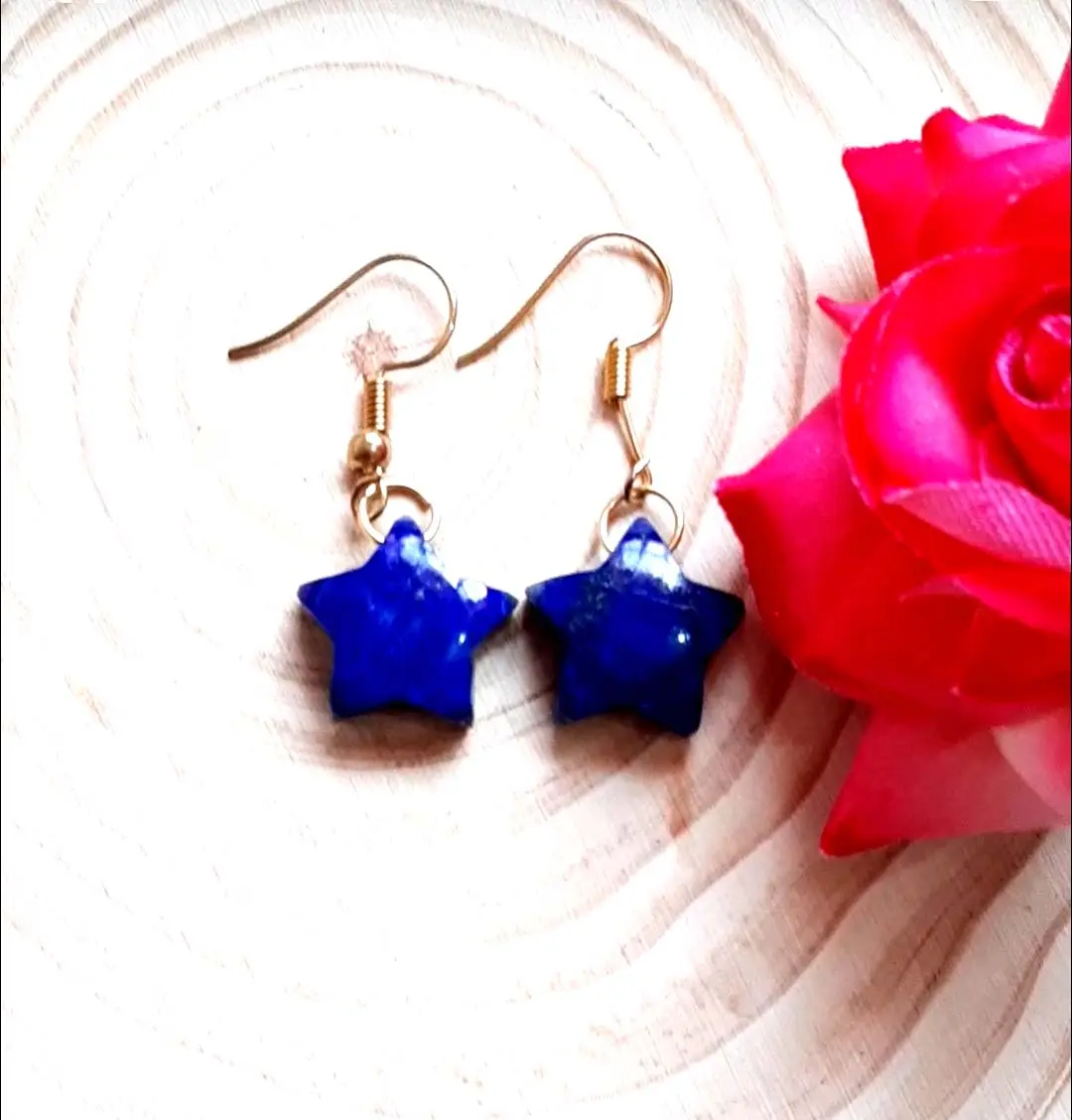 Stylish Lapis Lazuli Stare Carving Stone Earring Vintage Jewelry 925 Silver Bezel Set Earring For Hip Hop Party