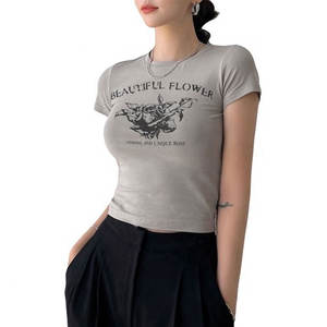 Camiseta de Verano Ecológica Lisa con Cuello Redondo, Manga Corta, Básica, Informal, Personalizable con Estampado, Blanca, para Mujer - Product Image 2