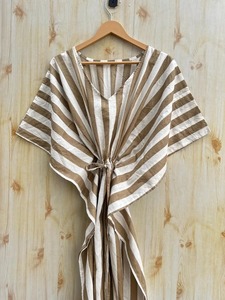 ชุดคลุมยาวใส่สบายสำหรับเจ้าสาวแบบ Caftan ลายขวางผ้าฝ้ายสไตล์วินเทจสำหรับเป็นของขวัญสำหรับเพื่อนเจ้าสาว - Product Image 5