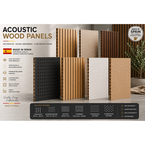Paneles Acústicos de MDF Microperforados de 0.85 mm y 3.55 mm con Acabado de Chapa de Madera y Poliéster para Paredes y Techos de Estudio - Product Image 1