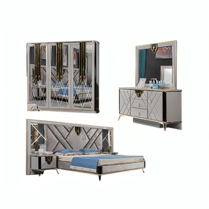 Ensemble de chambre à coucher en bois MDF classique Fresh en stock Lit King Size en cuir de luxe pour la maison ou l'hôtel Luxe - Product Image 1