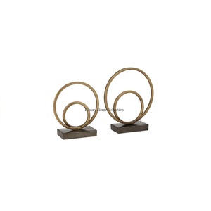 Round Shape Rings Set of 2 Heavy Duty Metal <b>Gold</b> Plated With Black Color Base <b>Statue</b> and Sculpture Decorative Accents Supplies - Product Image 1
