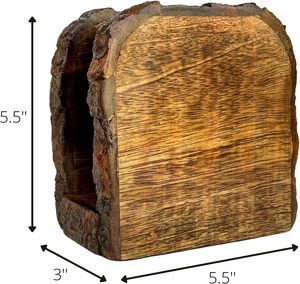 Servilletero de madera de granja para mesa | Dispensador de pañuelos de madera antiguo Mesa Cocina Baño Restaurante Bar Cóctel - Product Image 5