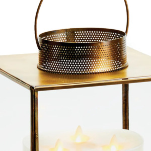 Hot Selling Christmas Gold Metal Brass Frame Pillar Shape Glass Candle Holder Table Top <b>Lanterns</b> for Home Decorations - Product Image 2