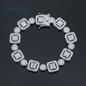 13mm 18K Solid Gold <b>Iced</b> <b>Out</b> Tennis Bracelet for Men High Quality Hip Hop Style Baguette & Round Cut Moissanite Jewelry - Product Image 3