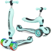 Trottinette pour bébé avec siège souple, pliable, 3 roues, 6 roues en plastique lumineuses, pour enfant de 1 à 5 ans avec frein arrière
