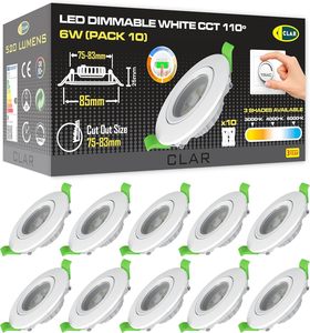Faretto LED da Incasso Regolabile CLAR 6W, Design Ultra Sottile, Finitura Bianca, Angolo di Illuminazione 110°, Garanzia 3 Anni, Prodotto in Spagna - Product Image 1
