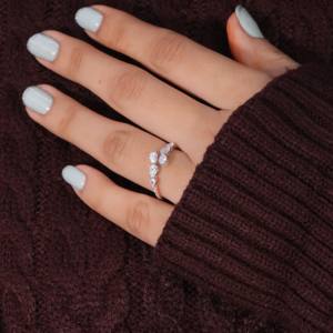 Purecarat Anillo de Bodas de lujo para mujer Corte de pera Moissanite real y envoltura de diamante Estilo de moda certificado IGI para uso diario - Product Image 3