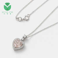Collier pendentif de luxe en or blanc 14K 18K avec diamant rose de laboratoire taille cœur, certifié IGI, bijoux pour femme