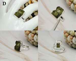 Unisex Moldavite Ring <b>Crafted</b> with Certified Raw Moldavite and Durable 925 Sterling Silver for Everyday Wear - Product Image 3