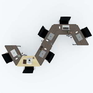 Ensemble de 6 tables trapézoïdales minimalistes en contreplaqué avec pieds en fer style Lego, assemblage requis - HBLG009 - Product Image 2