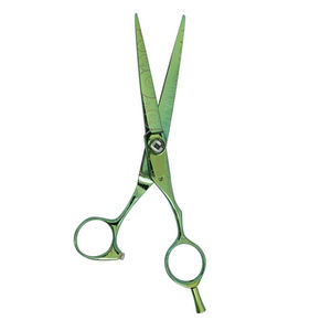 Ciseaux de coupe de cheveux fantaisie pour barbier avec lame tranchante en acier inoxydable et repose-doigt miroir en acier métallique poli - Product Image 6