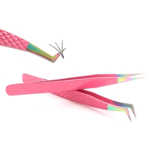 Pince à épiler d'extension de cils en acier professionnelle outils faciaux à pointe pointue poignée en diamant et poignée simple pince à épiler - Product Image 2