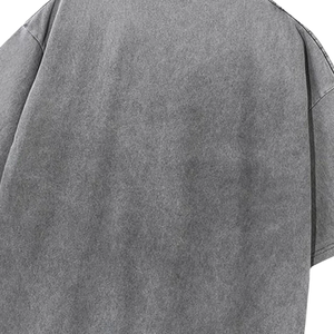 Camiseta Gris Extra Grande de Estilo Vintage, Lavada, de Algodón Grueso, Ropa Urbana para Hombre, Camiseta Lisa de Primera Calidad, Unisex, Personalizable con Logotipo OEM - Product Image 3