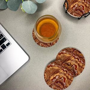 Decorative Classic Marble Round <b>Coaster</b> Natural <b>Black</b> Eco-Friendly Anti-Slip Kitchen Accessories - Product Image 2